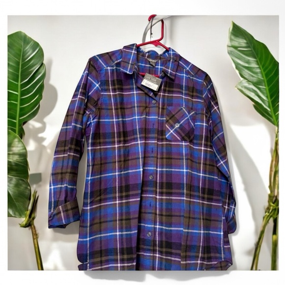 NWT Eddie Bauer Women’s Flannel Plaid Button-Down Shirt - Size Medium. New - Picture 8 of 10